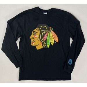 Chicago blackhawks long sleeve T‎ shirt Men's Size L 100% cotton NHL Hockey